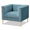 Baxton Studio Seraphin Light Blue Velvet Upholstered Gold Finished Armchair 157-9795 - alternate 1